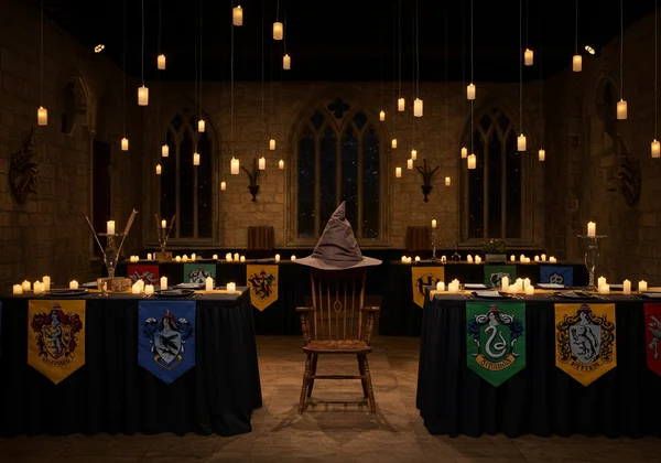 Decoraciones de fiesta con temática de Hogwarts con velas LED flotantes