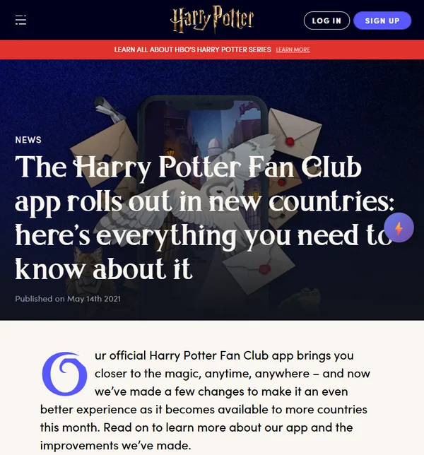 Harry Potter Fan Club App