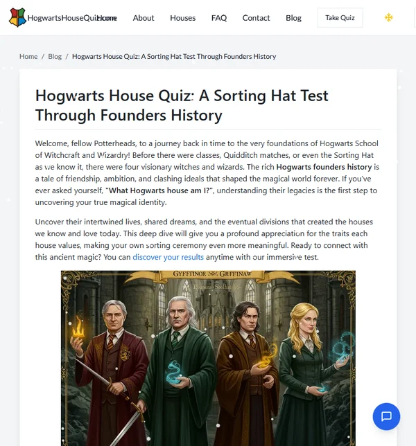Hogwarts House Quiz: A Sorting Hat Test Through Founders History