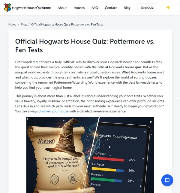 Official Hogwarts House Quiz: Pottermore vs. Fan Tests