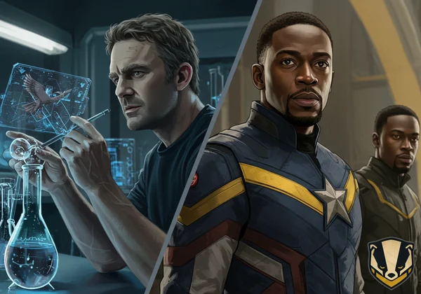 Bruce Banner and Sam Wilson representing Ravenclaw and Hufflepuff